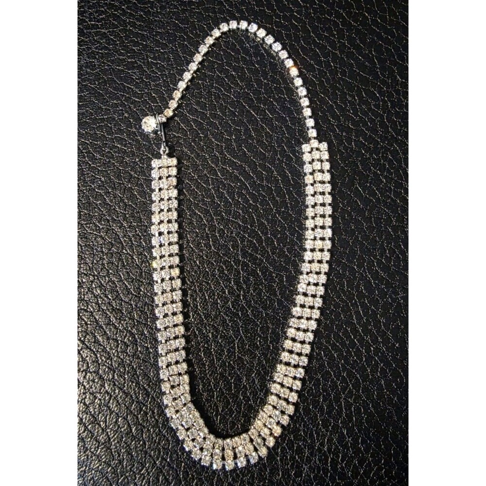 Celebrity NY Rhinestone Choker Necklace 3 Rows of Stones Sparkles!!